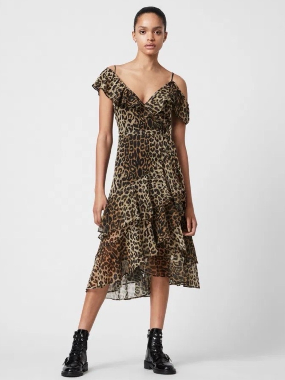 AllSaints Kari Leopard Wrap Dress